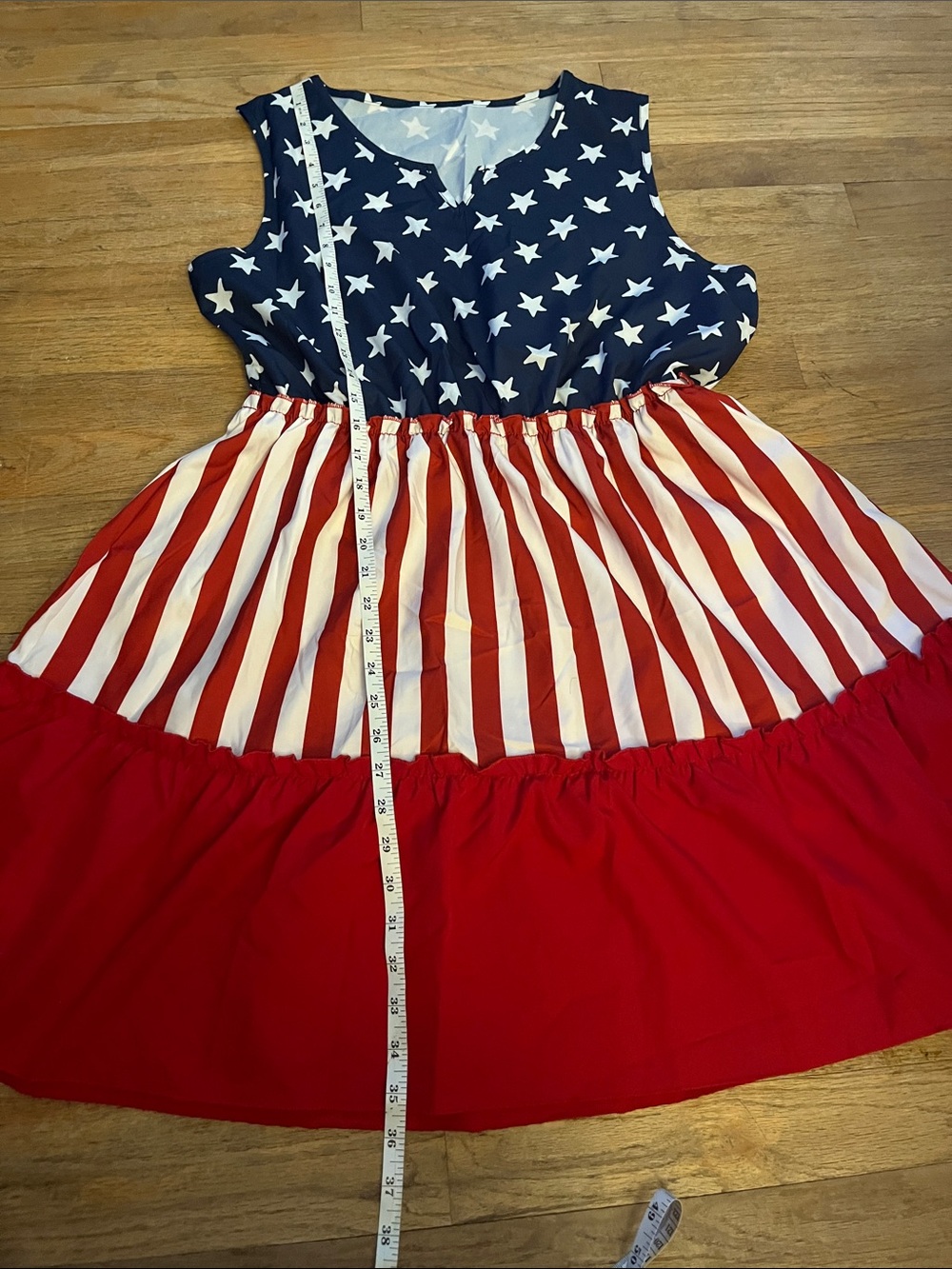 Sleeveless Stars & Stripes Midi Dress in Red, White & Blue - Picture 5 of 9